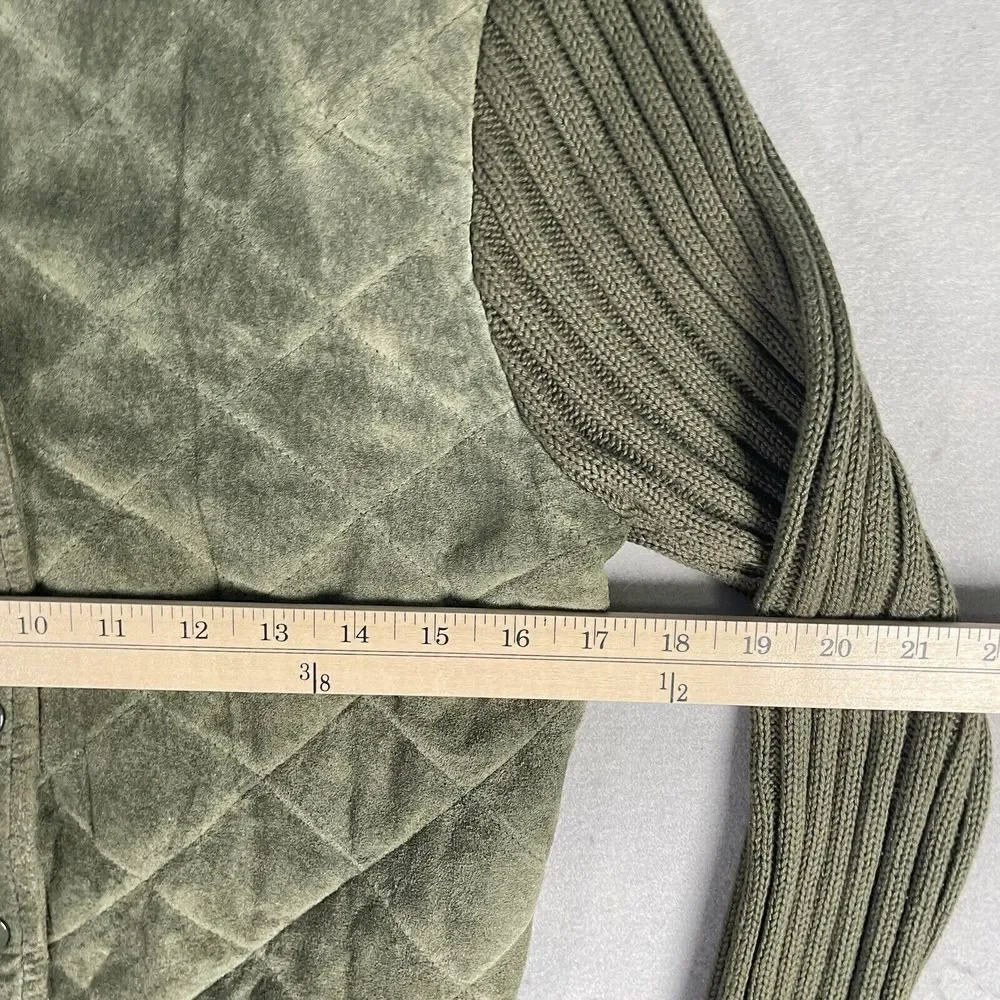 Uniform‎ John Paul Richard Suede Pull Over Sweater Women Green Large Crop Top